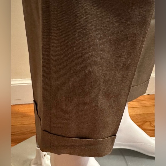 Lands End Direct Merchant Tan Pleated Deep Pockets Suspender Dress Pants Sz 32 - Picture 6 of 15